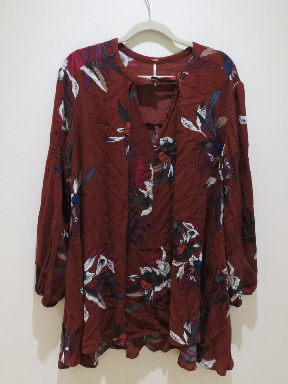 FREE PEOPLE Tree Swing Tunic Dress Electric Orchid Floral Medium Boho Festival - Picture 2 of 12